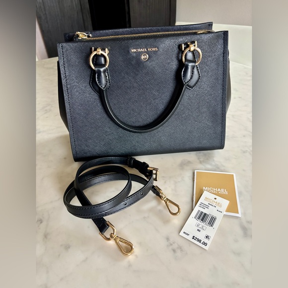 Michael Kors Handbags - Michael Kors Black Marilyn Medium Satchel with Crossbody Strap